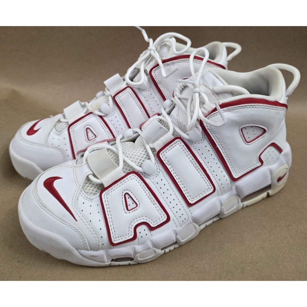 Nike Air More (Sz 10) Uptempo White/Varsity Red 2018 Mid Top Men's 921948-102